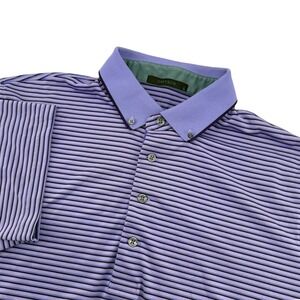 Greyson Short Sleeve Polo Button Down Knit Collar Purple Striped Men L Golf